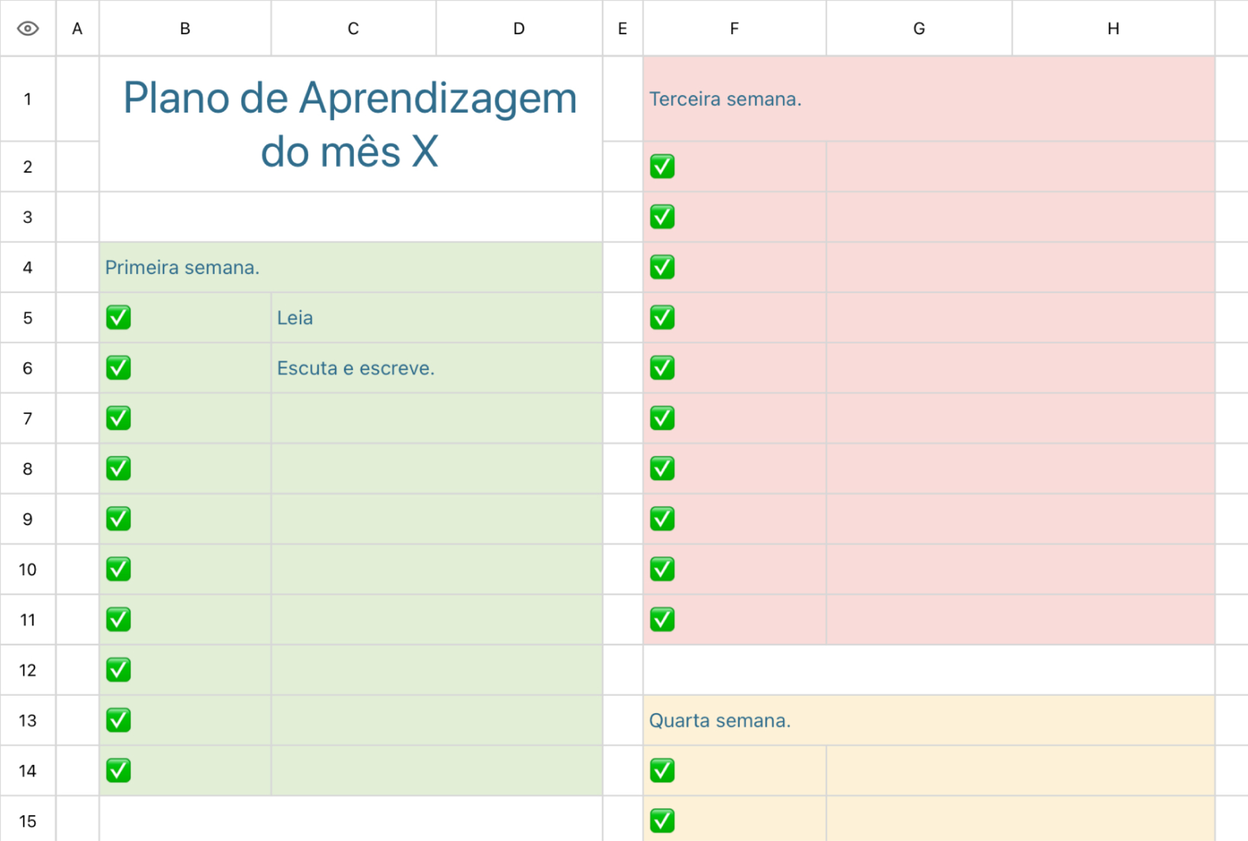 Plano de estudo mensal